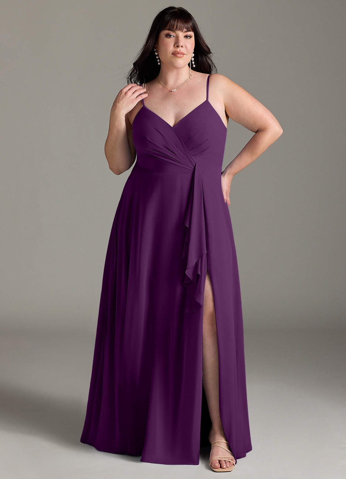 Azazie Akita Bridesmaid Dresses Grape A-Line Chiffon Dress image1