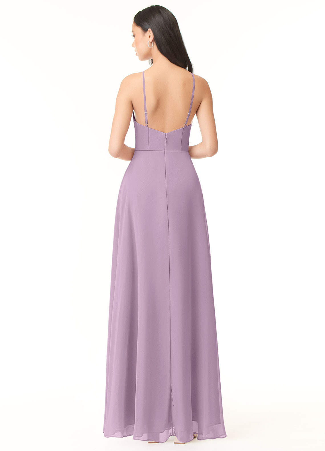 Azazie Bailey Bridesmaid Dresses A-Line Halter Side Slit Chiffon Floor-Length Dress image1
