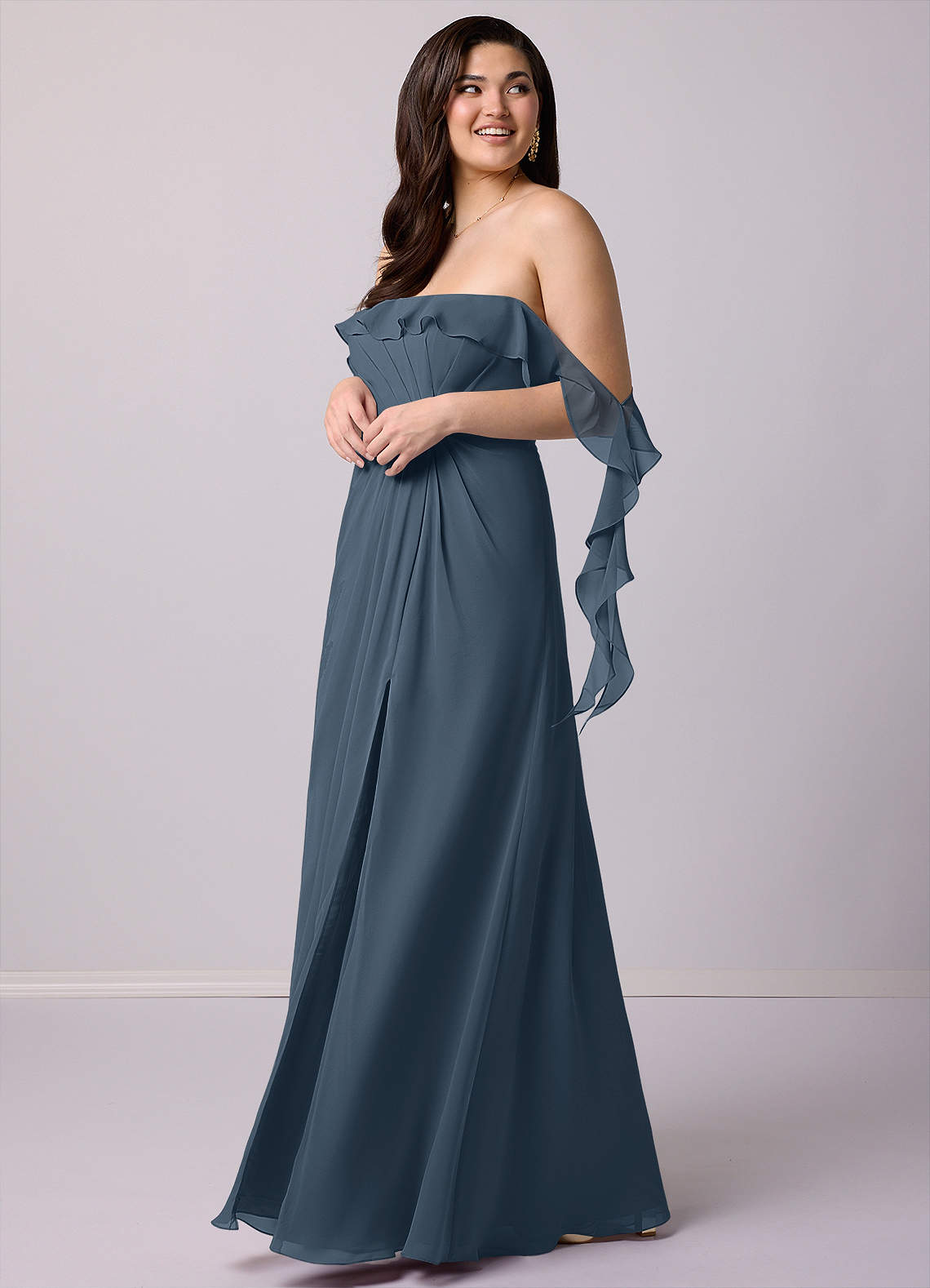 Barbie ♥ Azazie Bridesmaid Dresses Neptune A-Line Off the Shoulder Chiffon Convertible Dress image10