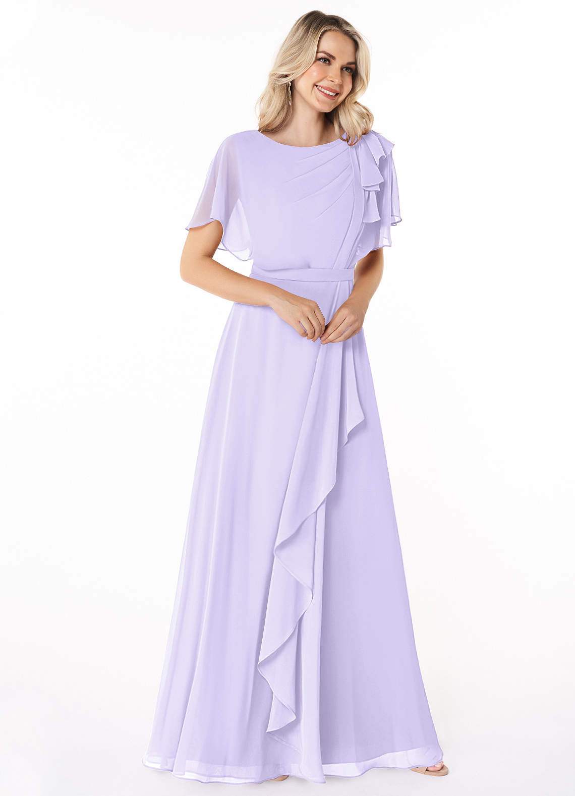 Azazie Aaliyah Lilac Modest Bridesmaid Dresses | Azazie