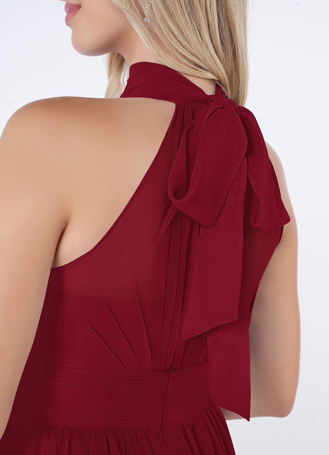 Azazie Iman Bridesmaid Dresses Burgundy A-Line A-Line Ruched Chiffon Dress image6