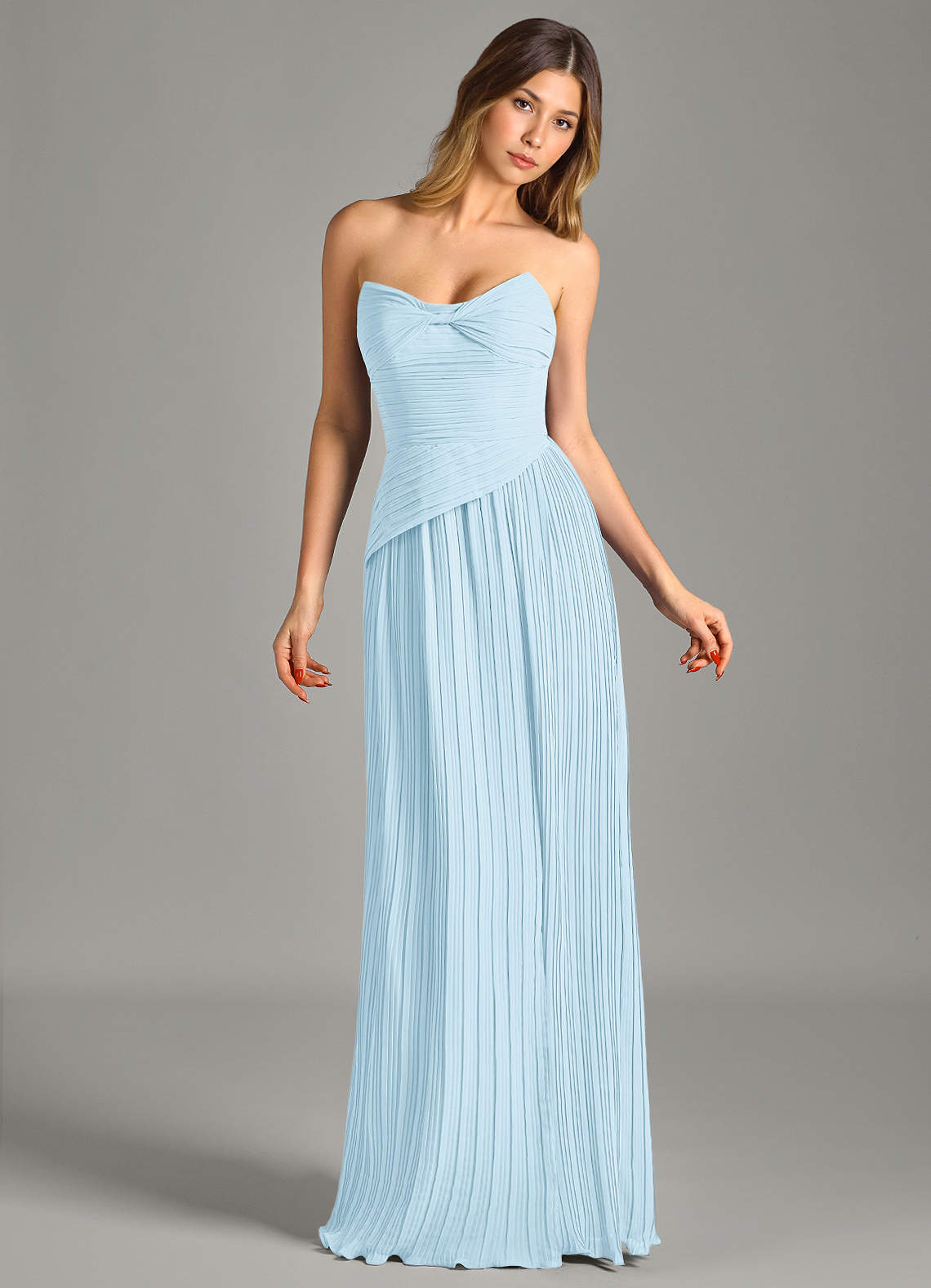 Azazie Becka Brudepigekjoler En streg Stropløs Chiffon Gulv-længde Kjole image3