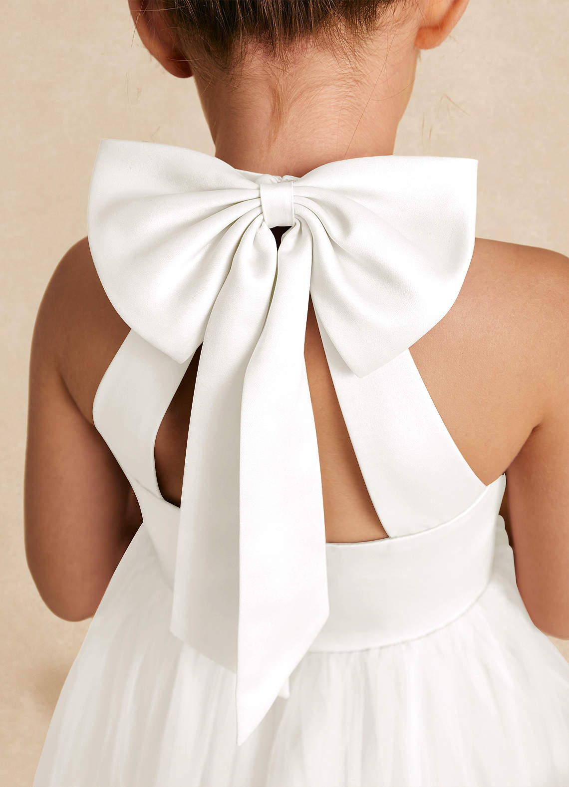 Azazie Bev Flower Girl Dresses Ivory A-Line Convertible Tulle Dress image4