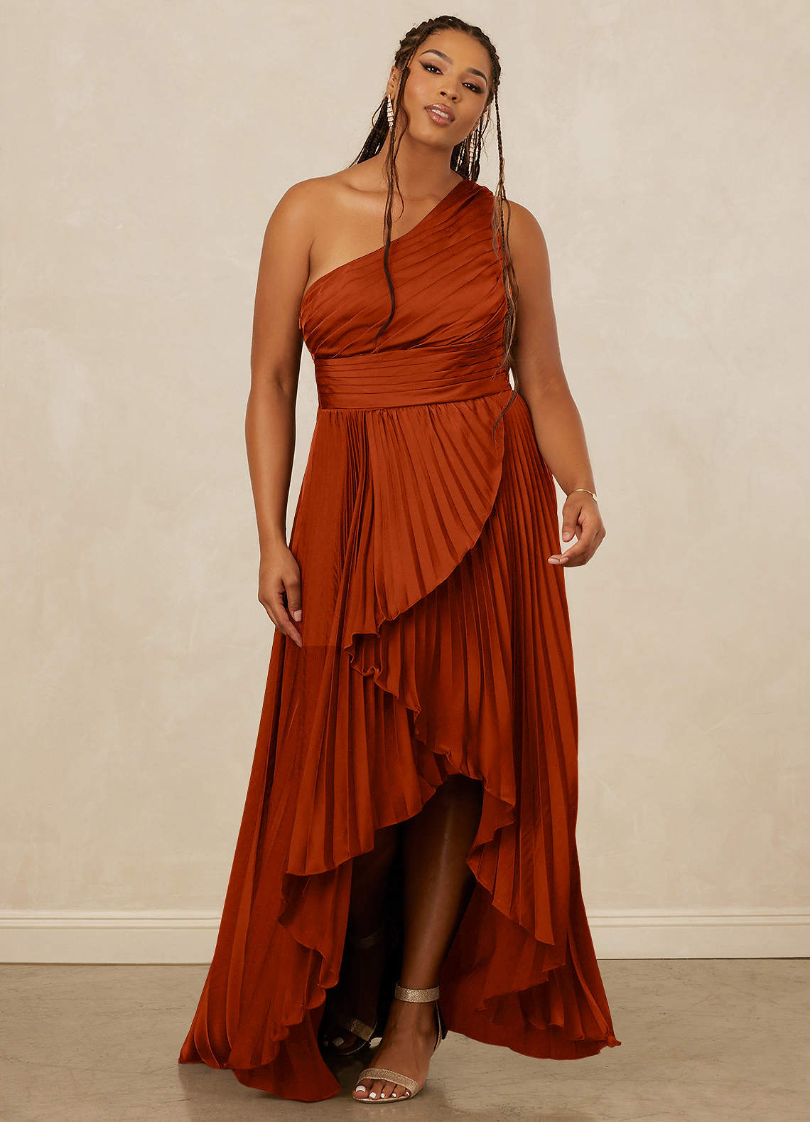 Christian Siriano Bridal for Azazie 1008 Brautjungfernkleider A-Linie One-Shoulder Stretch-Satin Kleid Paprika image1