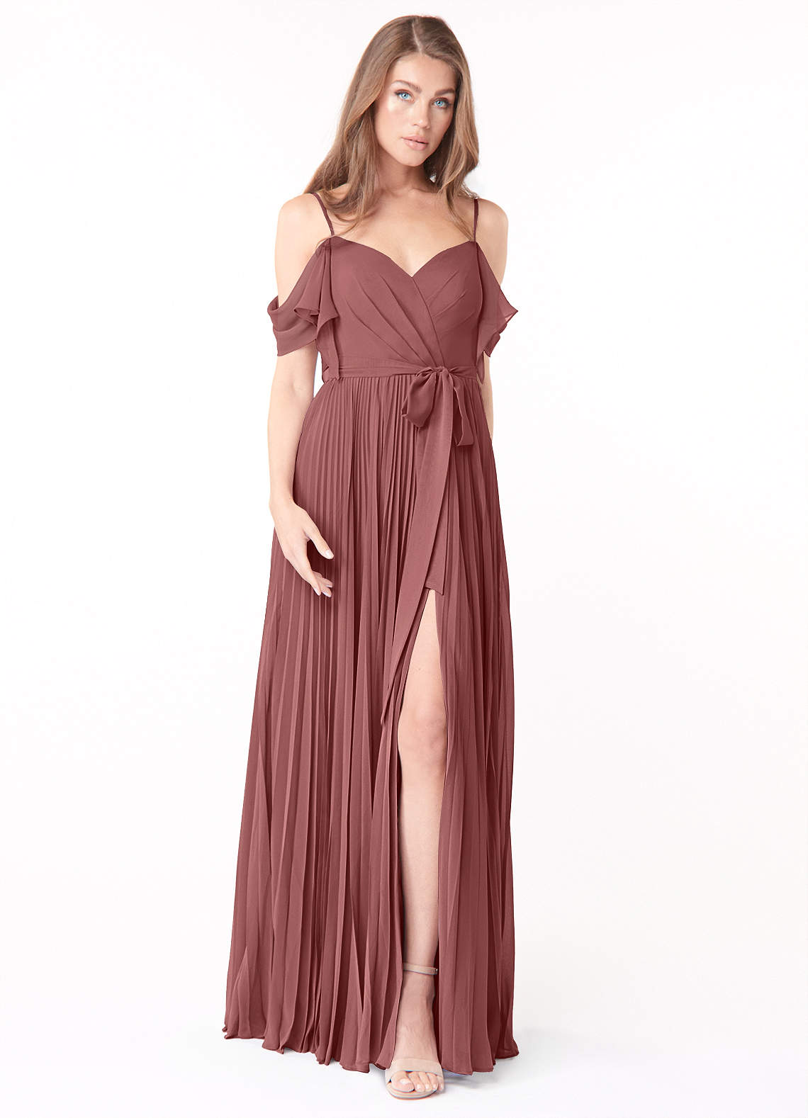 Azazie Lyney Bridesmaid Dresses Amethyst A-Line Off the Shoulder Chiffon Dress image1