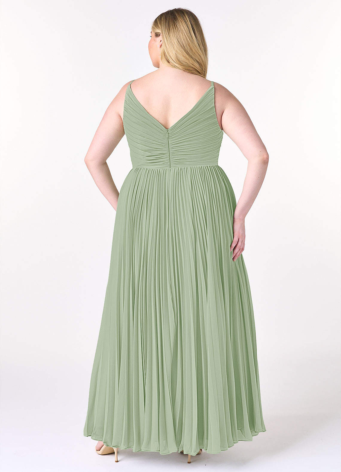 Azazie Raychelle Bridesmaid Dresses Dusty Sage A-Line V-Neck Chiffon Dress image7