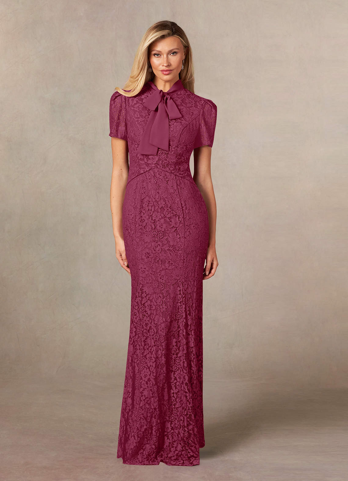 Azazie Carleannia Mother of the Bride Dresses Mulberry Mermaid Lace Chiffon Dress image1