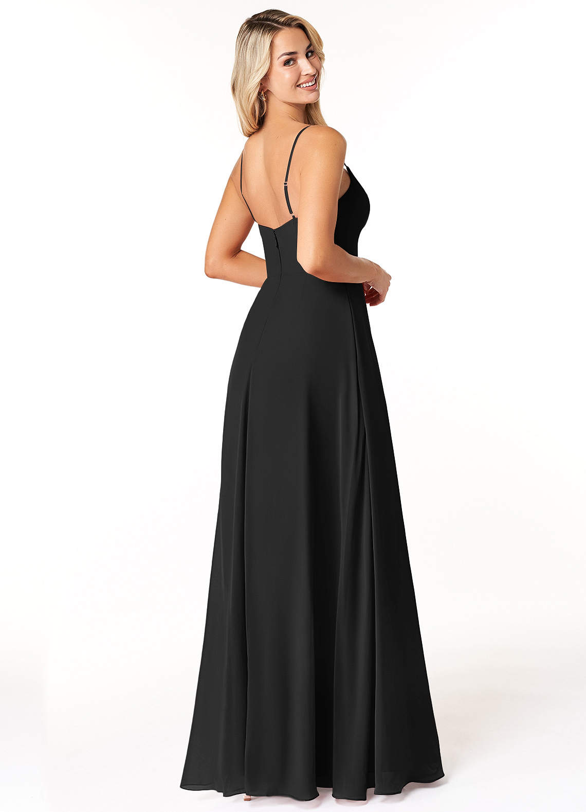 Dim Moire ブラック Azazie Moira Black Chiffon Bridesmaid Dresses | Azazie CA