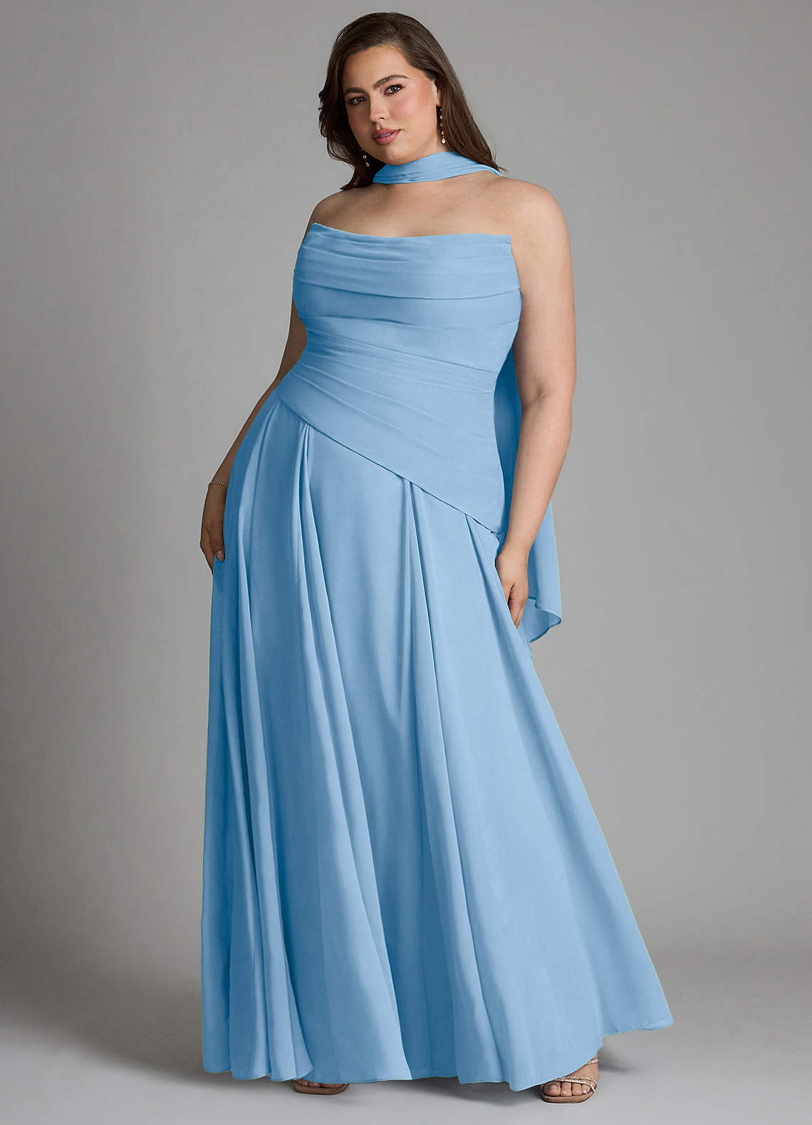 Azazie Gabriela Bridesmaid Dresses Powder Blue A-Line Corset Chiffon Dress image12