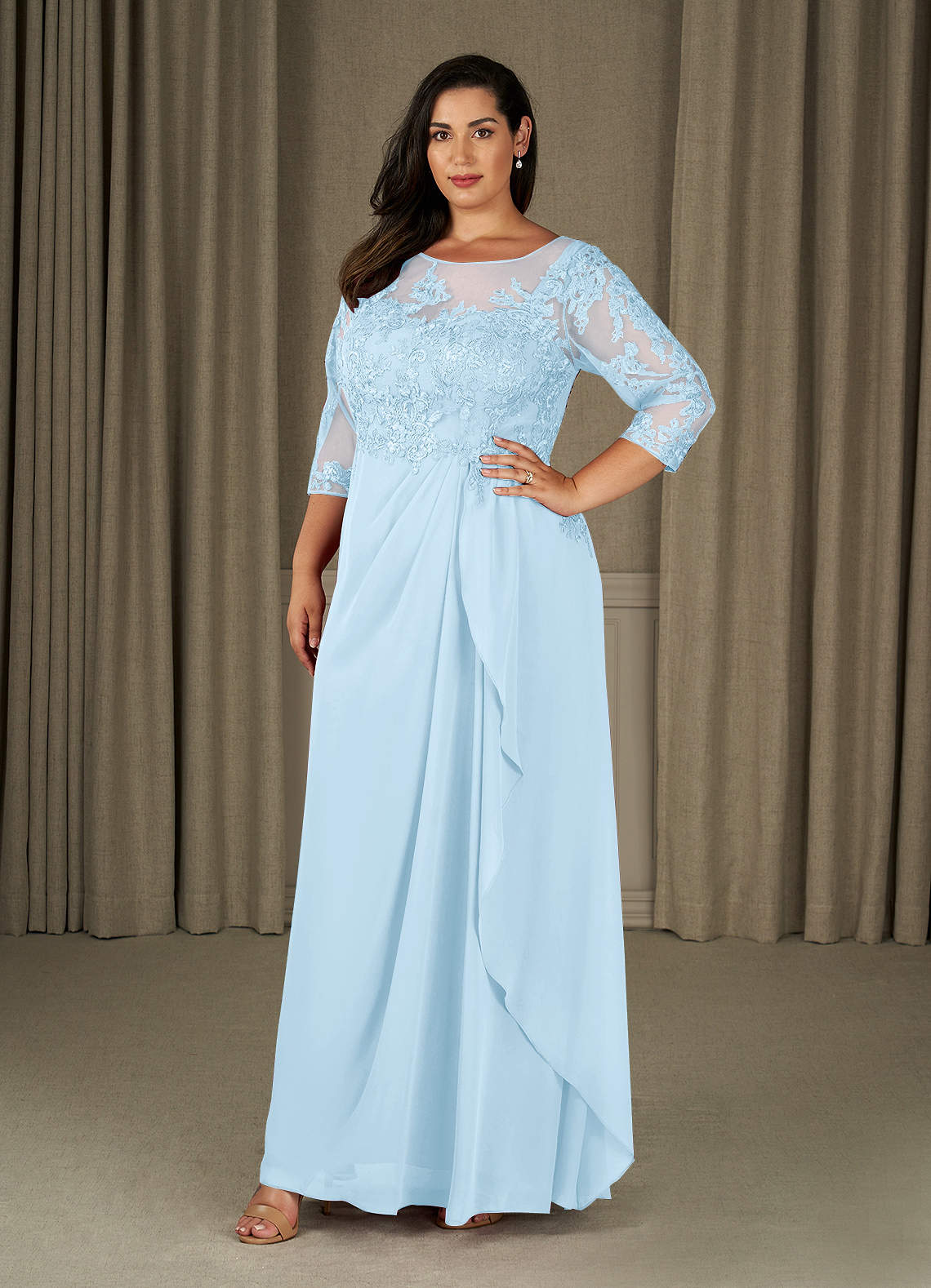 Azazie Calanthe Mother of the Bride Dresses Sky Blue A-Line Scoop Chiffon Dress image1
