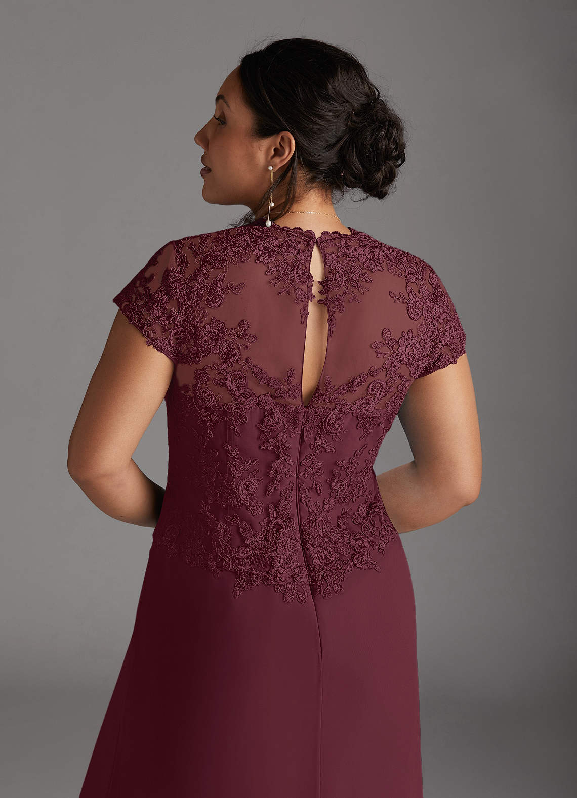 Azazie Junie Mother of the Bride Dresses Cabernet A-Line Lace Chiffon Dress image2