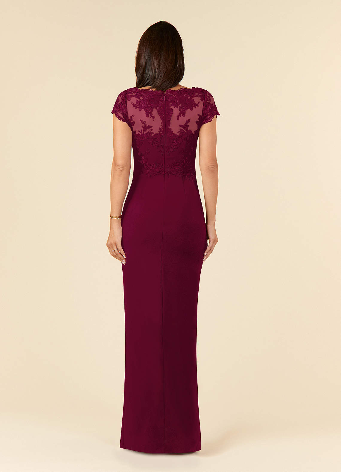 Azazie Carmen Mother of the Bride Dresses Burgundy Sheath Lace Dress image3