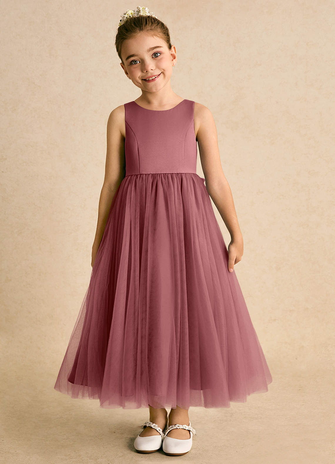 Azazie Solia Robe Demoiselle D'honneur Fillette Robe Princesse en Tulle Arc Améthyste image2