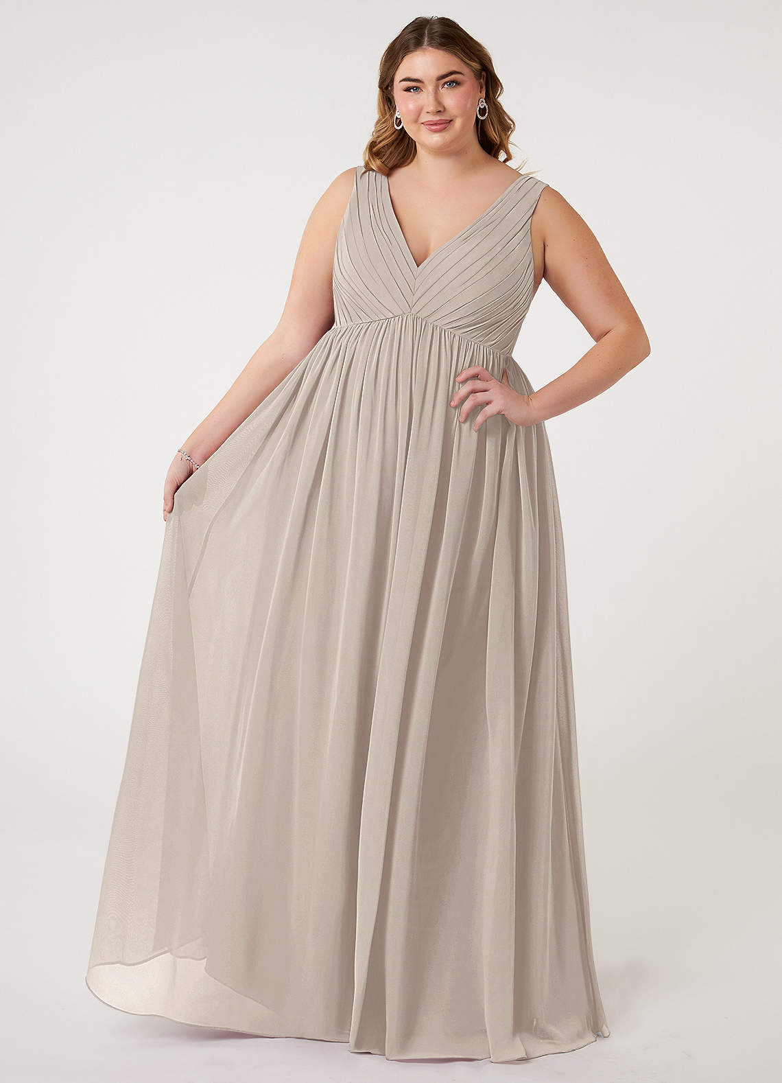 Azazie Ranvie Final Sale Black A-Line V-Neck Pleated Chiffon Dress image1