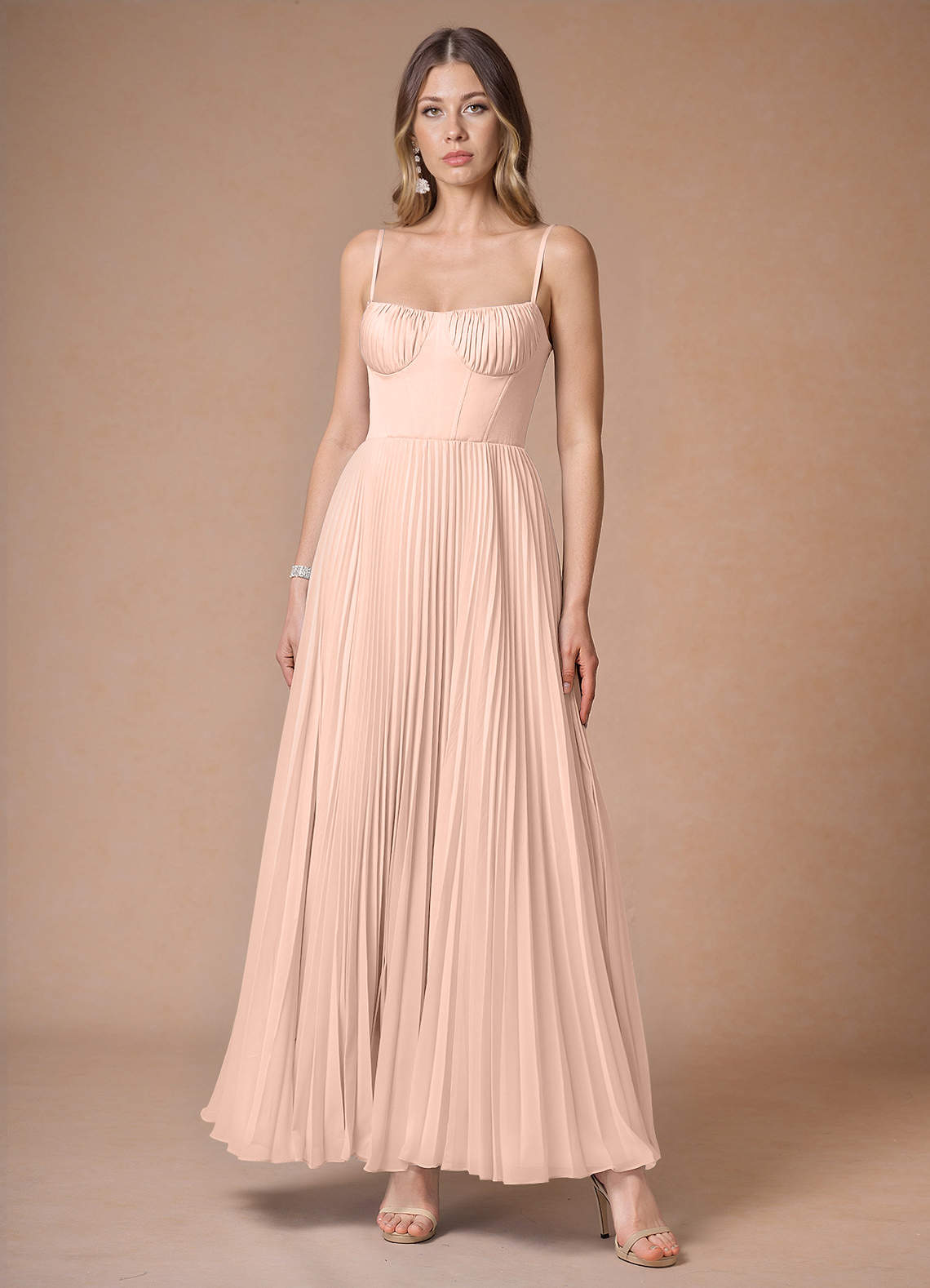 open lace back dress Hot Pink Pleats Dress main image 1
