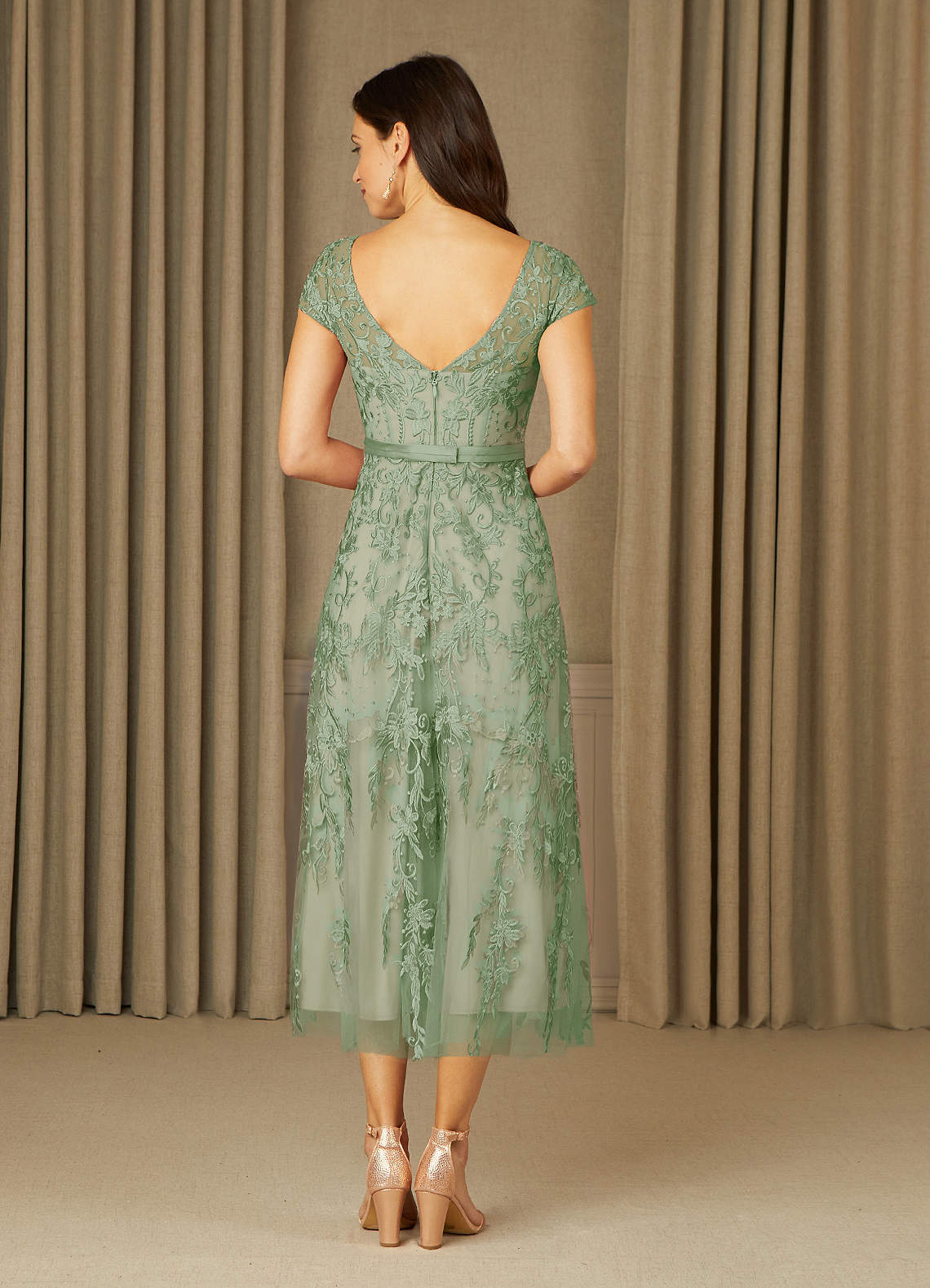sana様　オリーブ Azazie Sanna Dusty Sage Champagne A-Line Scoop Lace Tulle Dress
