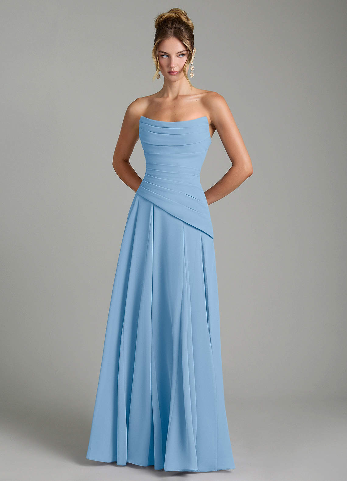 Azazie Gabriela Bridesmaid Dresses Powder Blue A-Line Corset Chiffon Dress image6