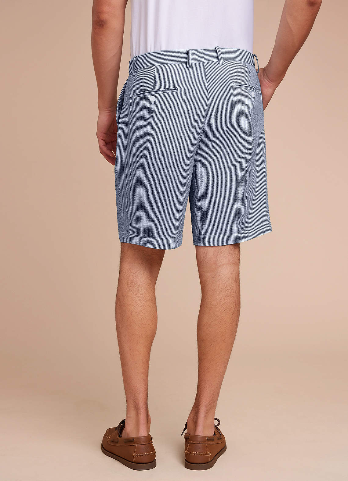 front Gavin Pantalones cortos de seersucker a rayas