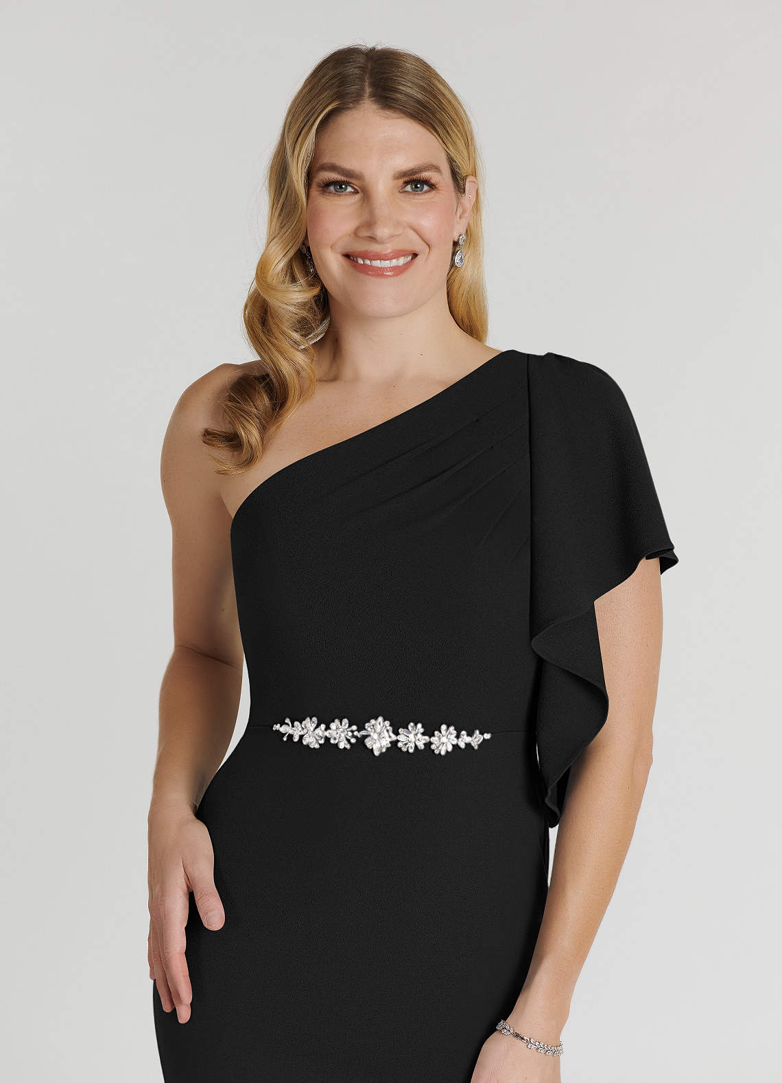 Azazie Pia Black Mermaid Pleated Stretch Crepe Dress | Azazie