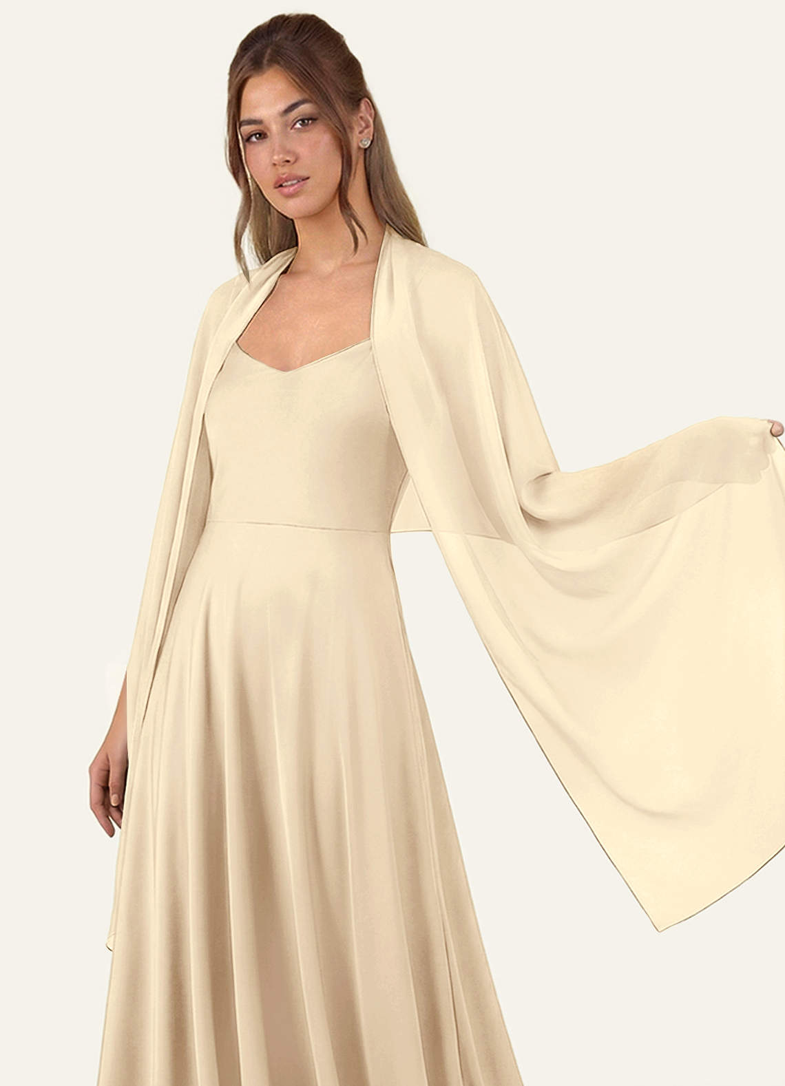 front Azazie Matching Color Aleena Chiffon Shawl