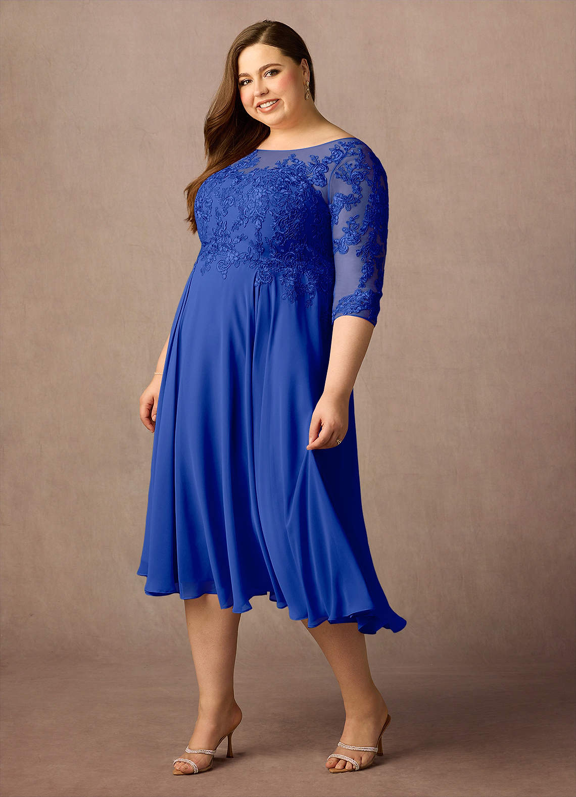 Azazie Marge Mother of the Bride Dresses Royal Blue A-Line Scoop Lace Chiffon Dress image8