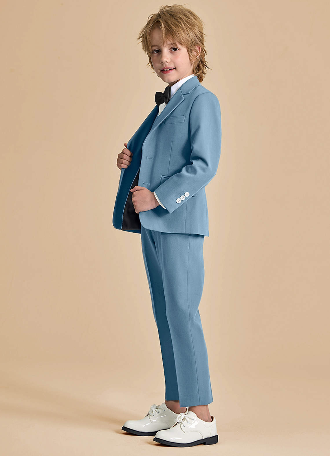 front Oliver Light Blue Boys 5-Piece Suit With Bow Tie