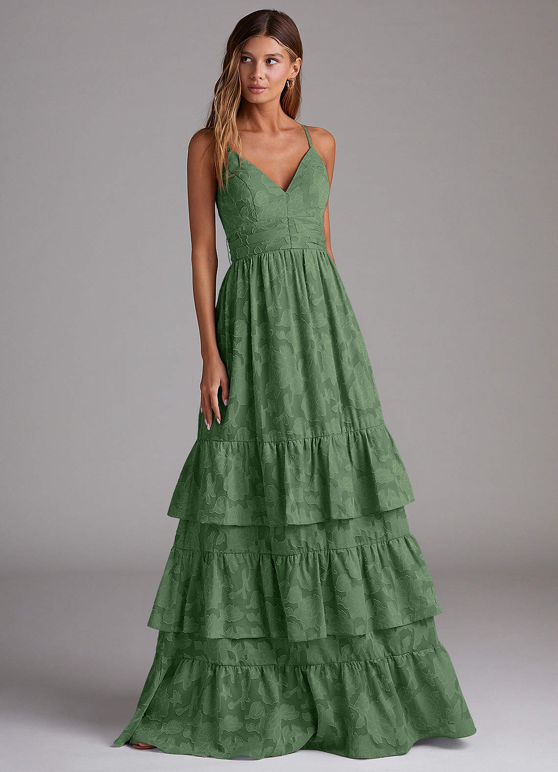 Azazie Nathalia Morsiusneito Mekot A-linja Keula Floral Burnout Lattian pituus Pukeutua image3