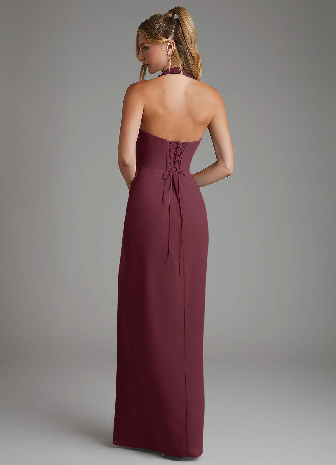 Azazie Tina Bridesmaid Dresses Cabernet Mermaid Corset Chiffon Dress image5