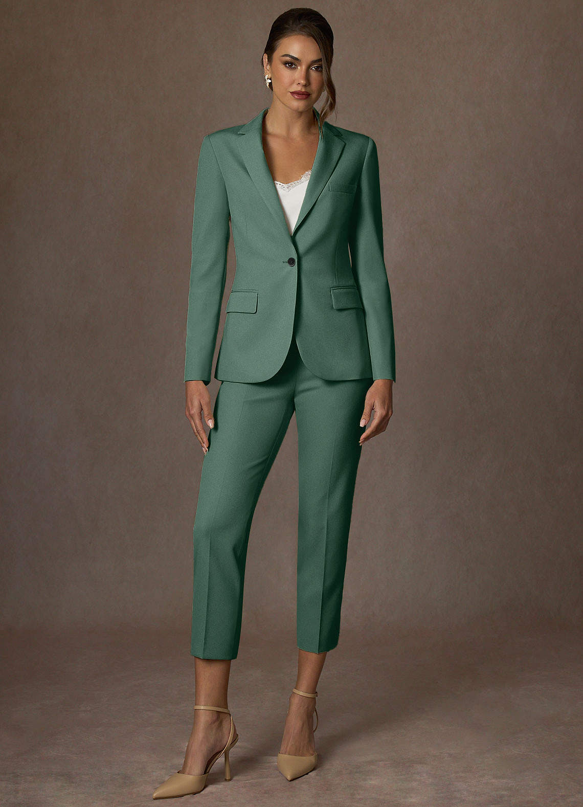 front Kennedy Eucalyptus Structured Stretch Blazer