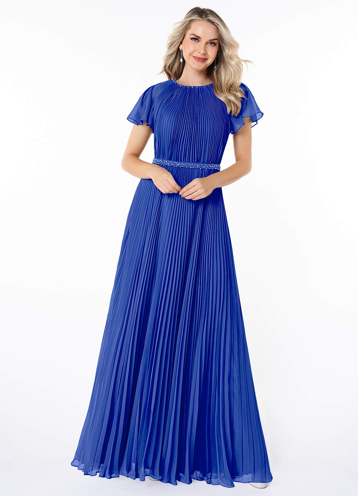 Royal Blue Azazie Kara Modest Bridesmaid Dresses | Azazie