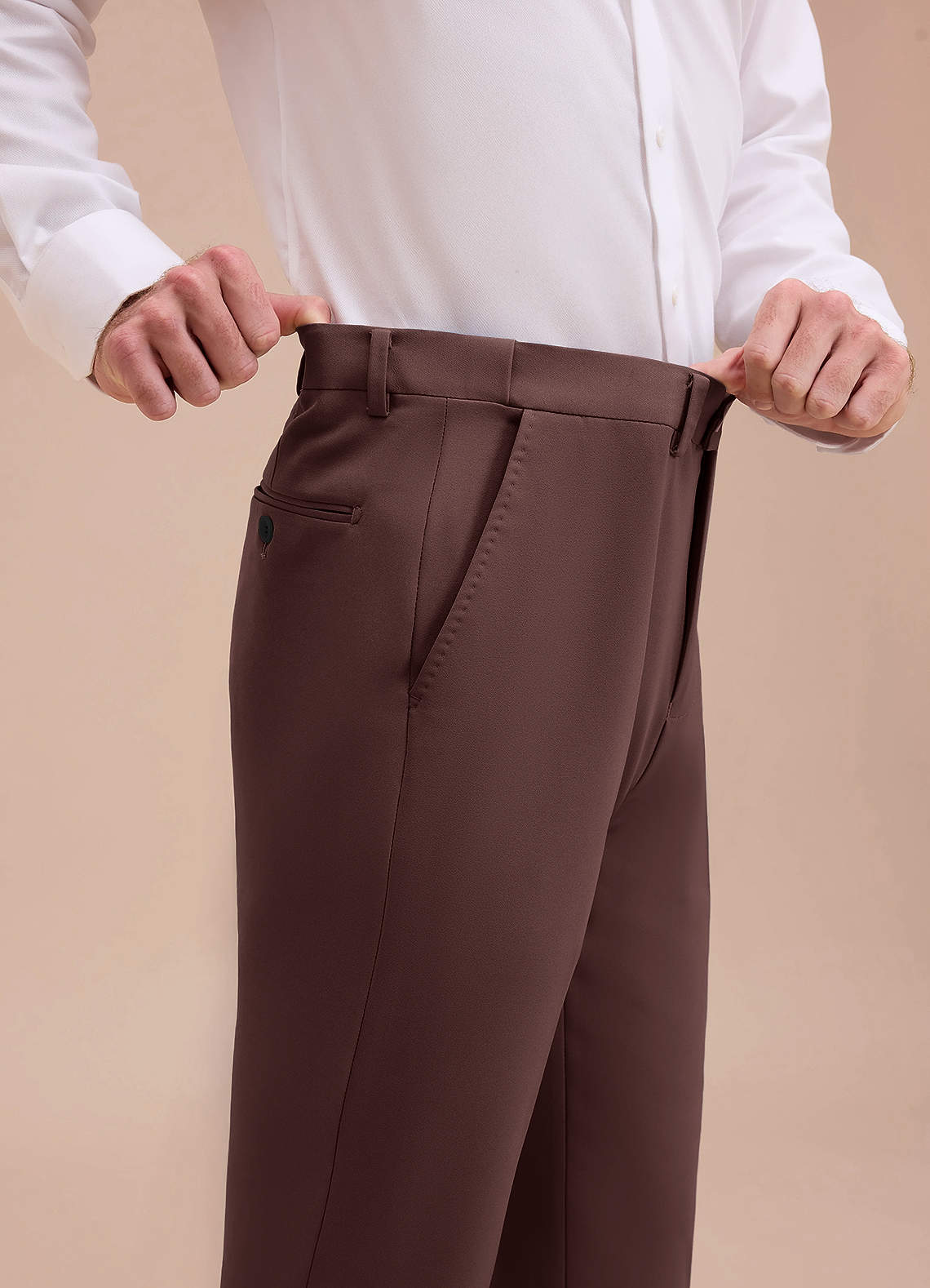 front Ethan Espresso Refined Weave Performance Dress Pants