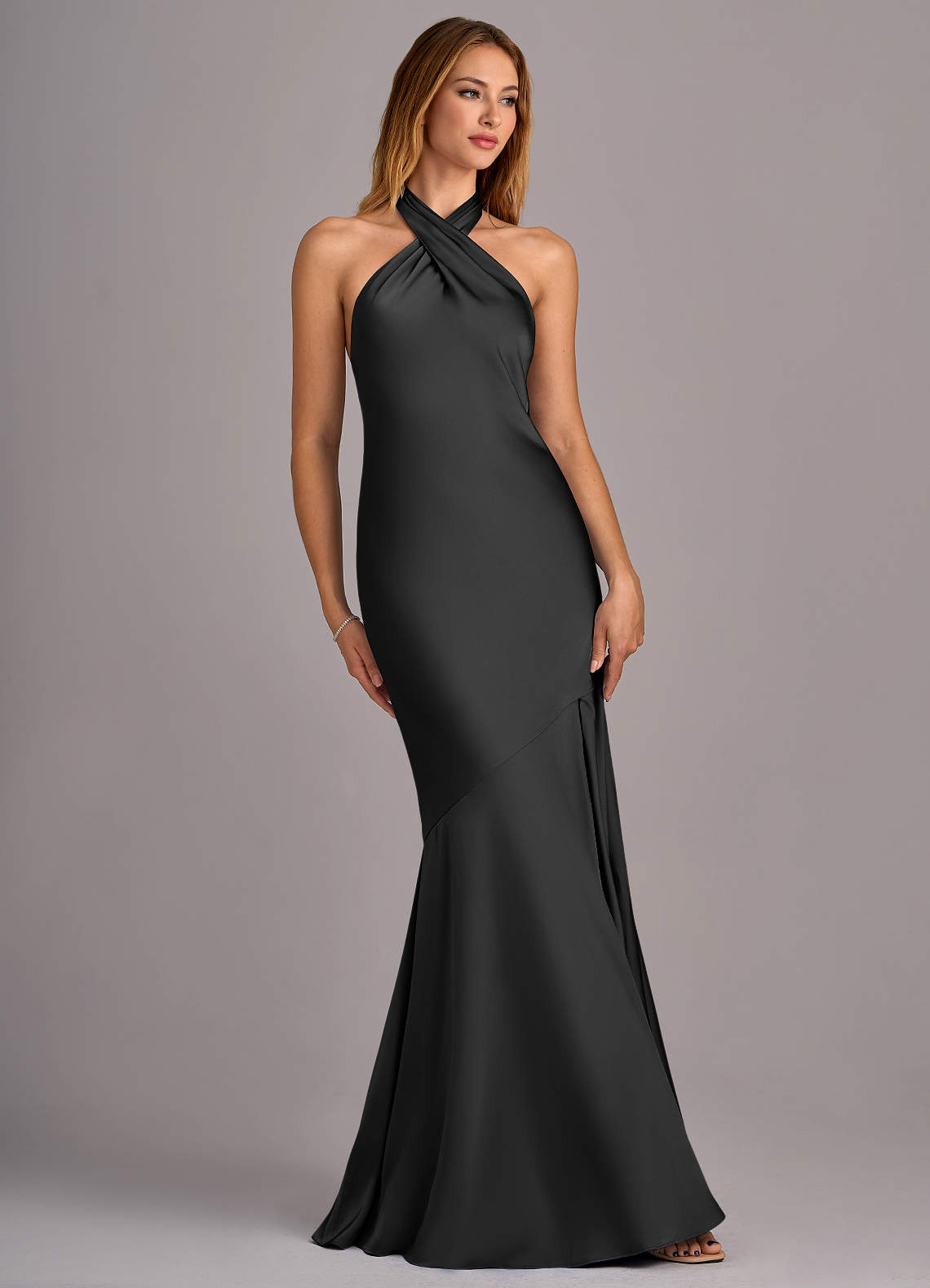 black mermaid style bridesmaid dresses Azazie Lorena Ready to Ship Stretch Satin Pants Size:40 R Royal Blue Gown THE BIRTHDAY !!! Dress Off shoulder mermaid Do Not Bleach