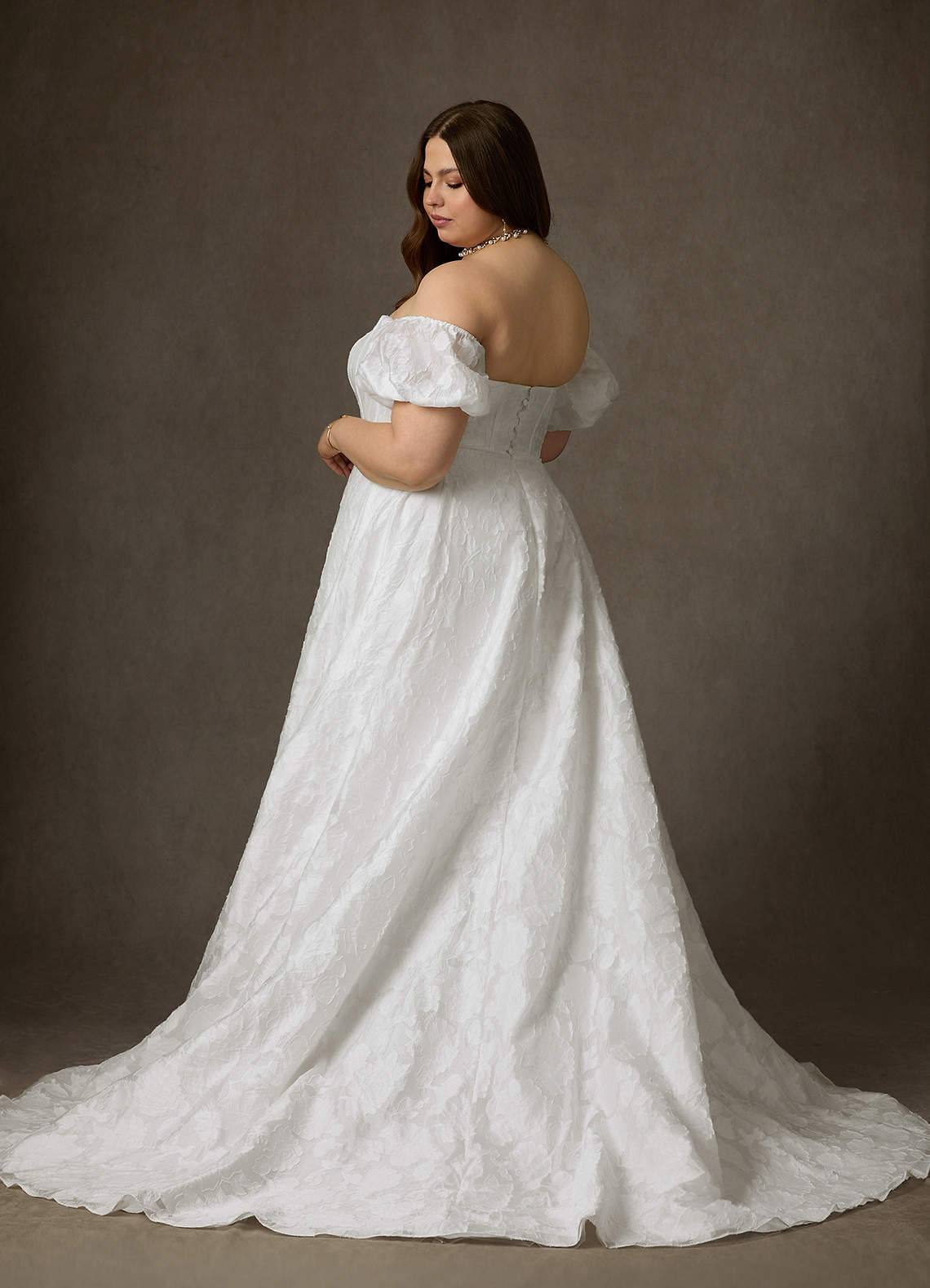 Azazie Gladiola Wedding Dresses Diamond White Ball-Gown Sweetheart Neckline Floral Burnout Jacquard Dress image14