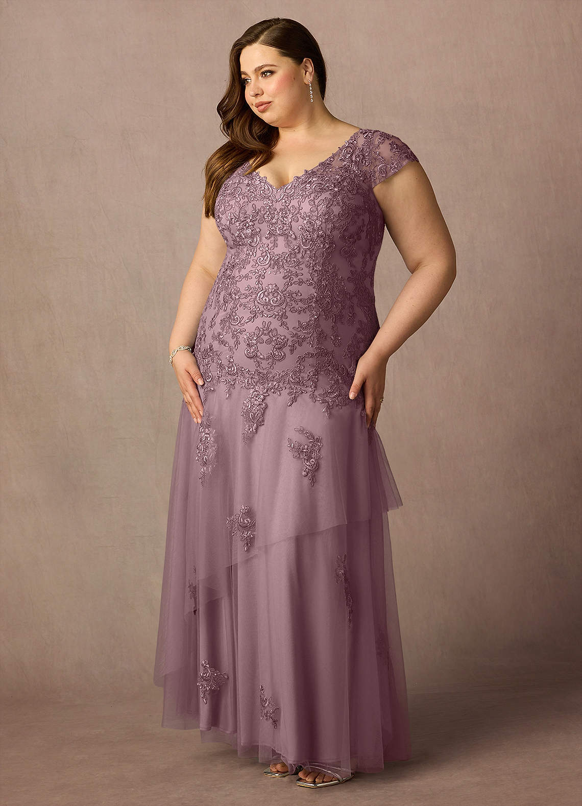 Azazie Romy Final Sale Dusty Rose Mermaid V-Neck Sequins Tulle Dress image8