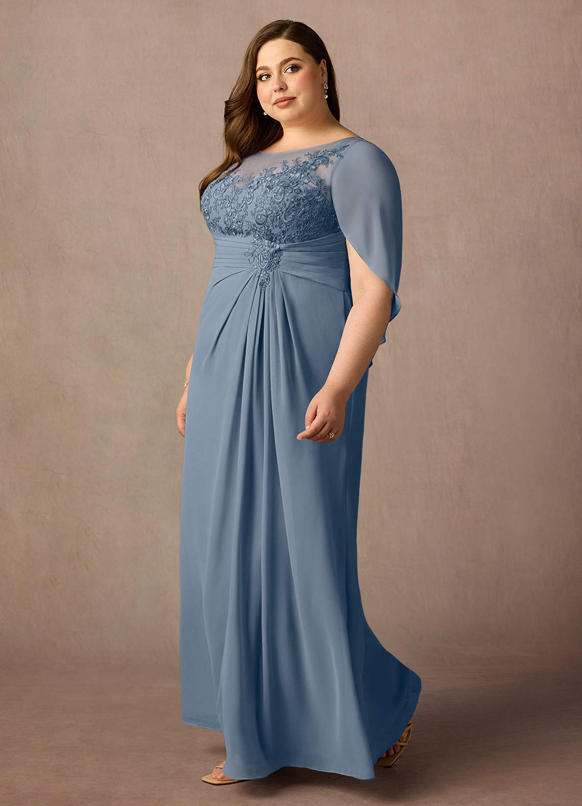 Azazie Hera Mother of the Bride Dresses Twilight A-Line Lace Capelet Chiffon Dress image7