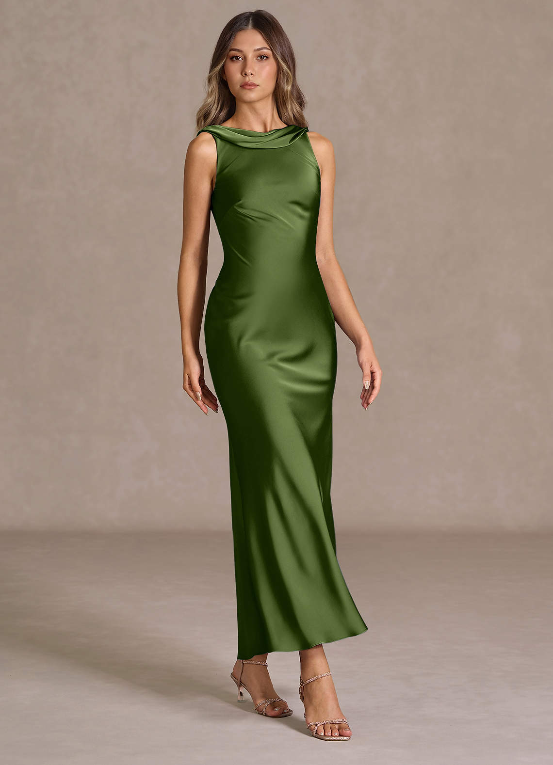 Cyanee Olive Green Maxi Dress image1