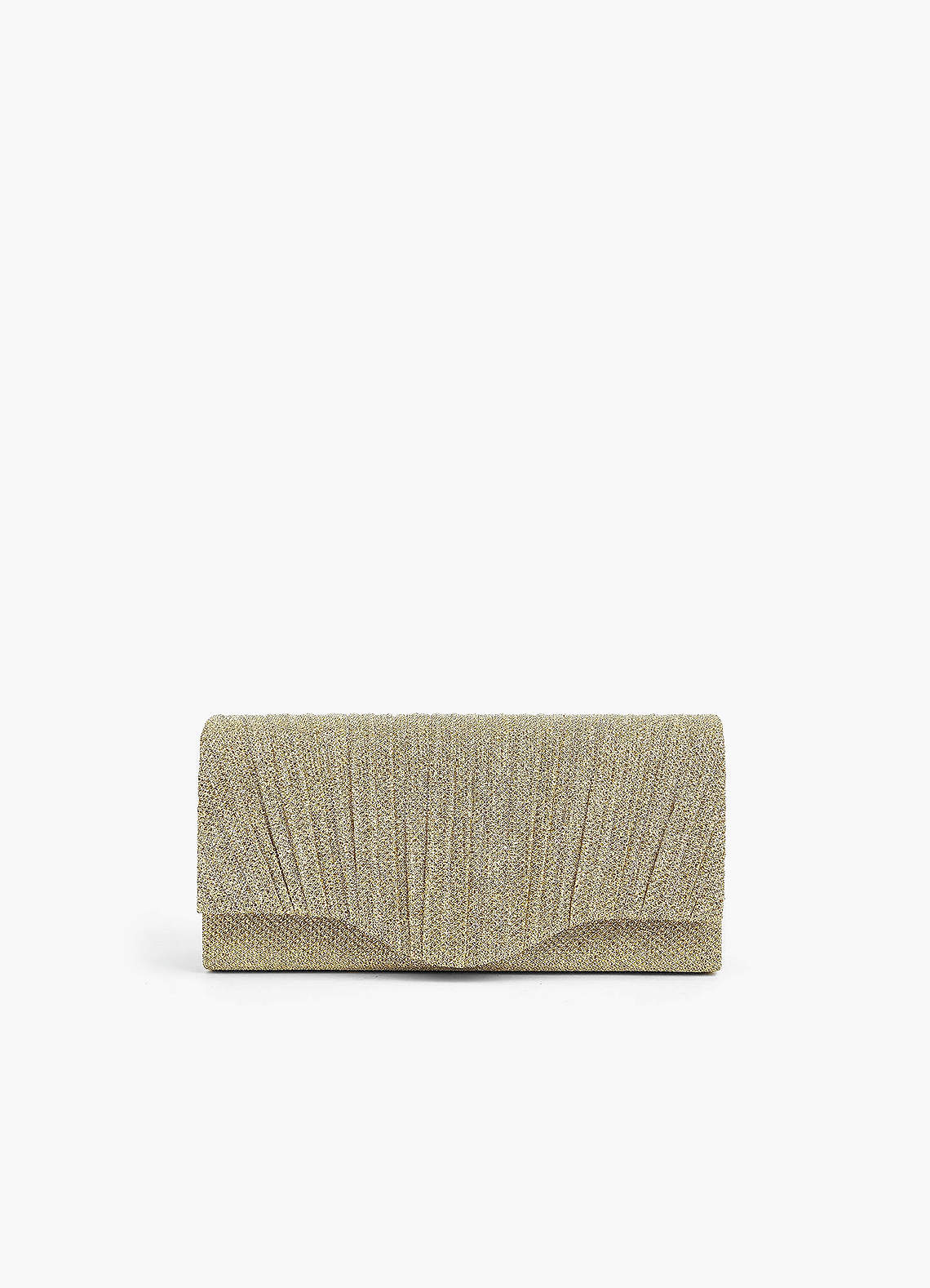 front Shimmer Pleated Flap Clutch