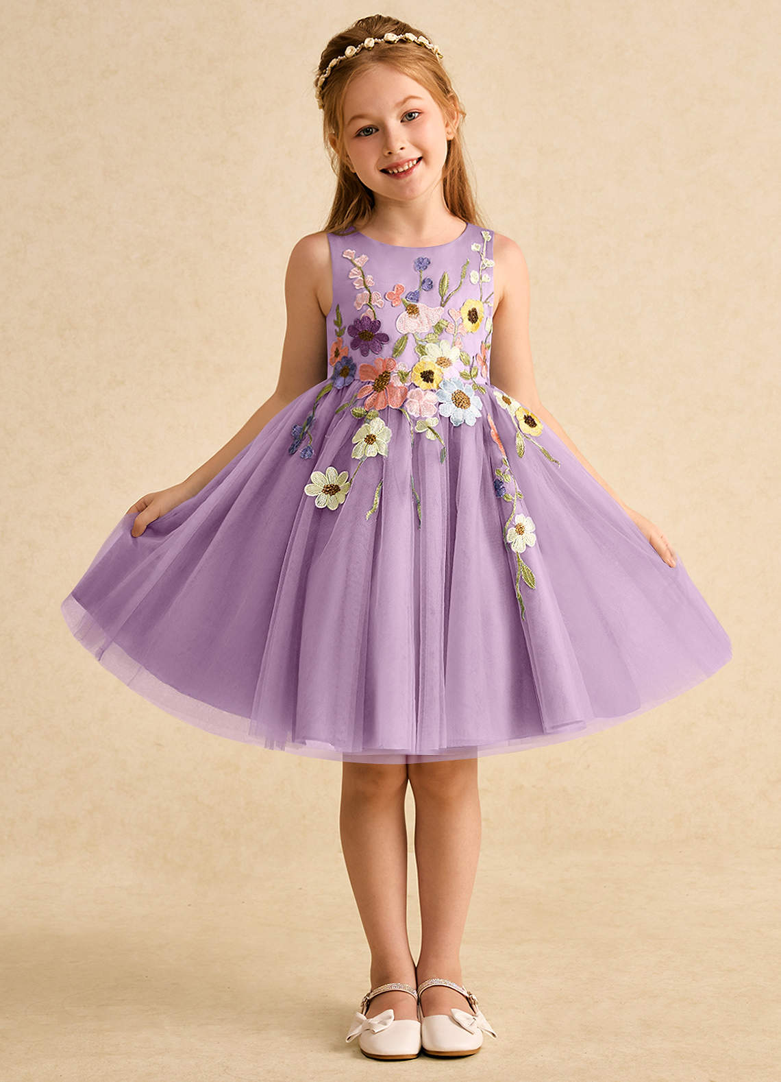Azazie Prima Flower Girl Dresses Wisteria A-Line Bow Tulle Dress image1