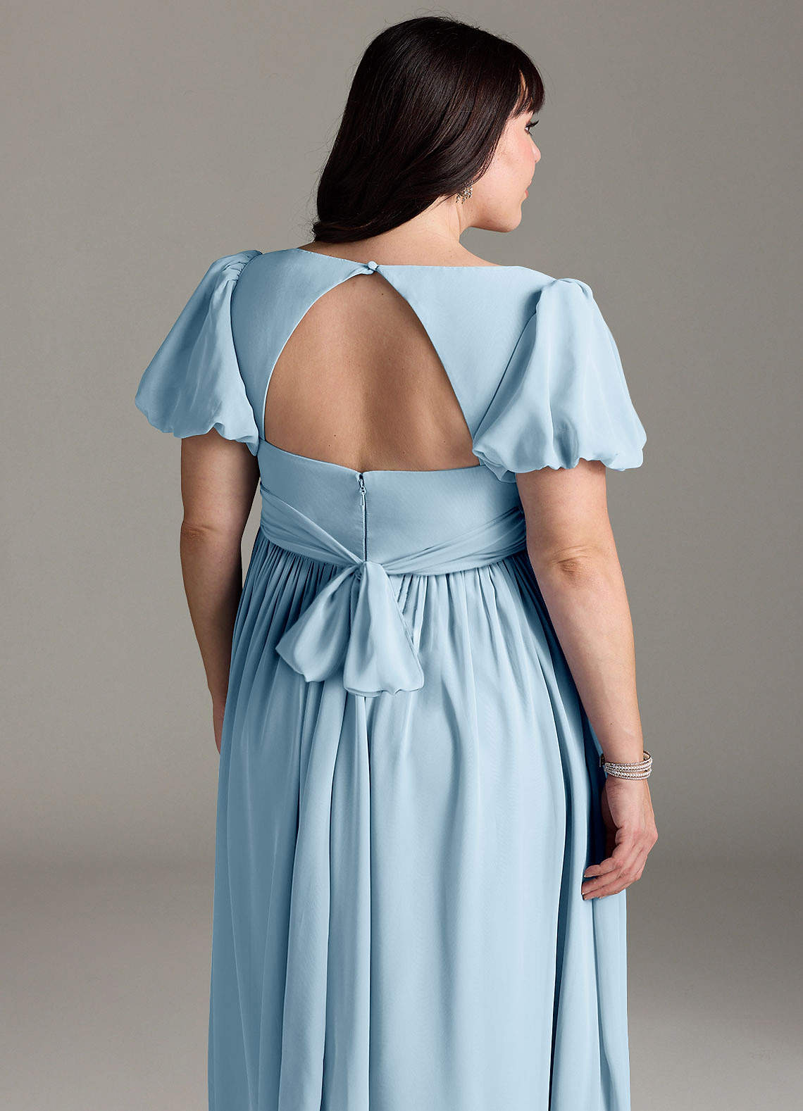 Azazie Madisynn Maternity Bridesmaid Dresses Bow Chiffon Floor-Length Dress image9