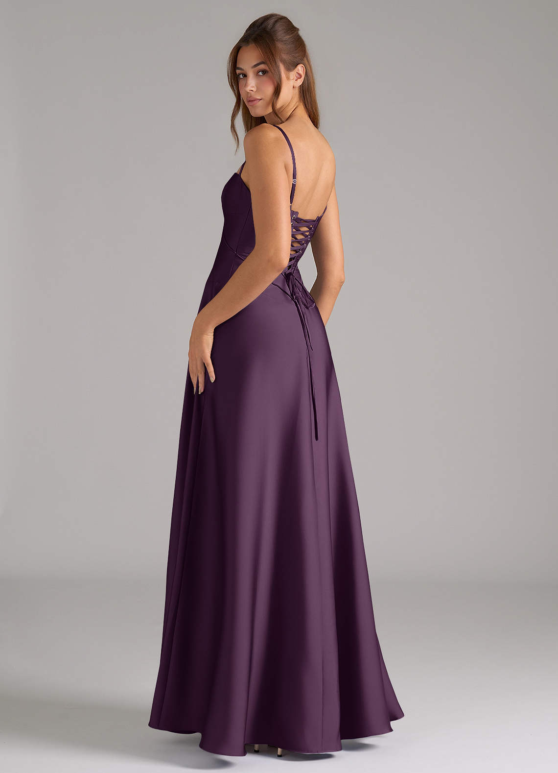purple satin corset dress Zapaka Women Purple Corset A-Line Satin Short Homecoming Dress with Lace Spaghetti Straps Cocktail Dress, Purple / US14