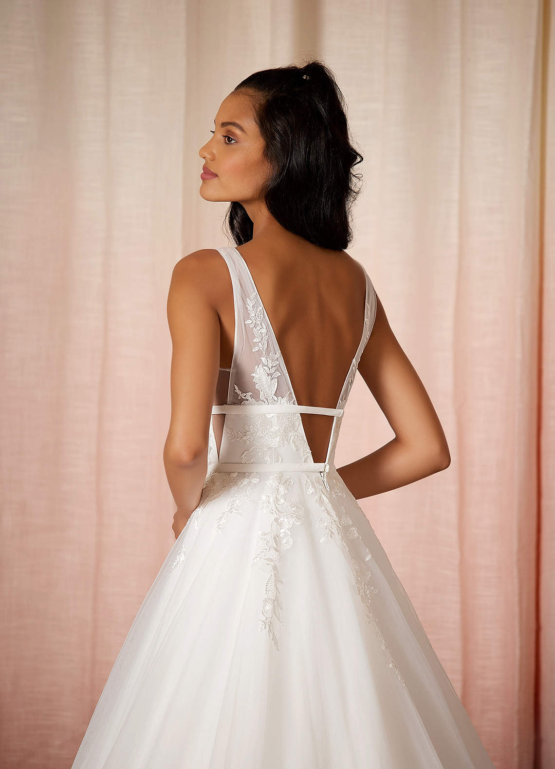 Azazie Lafayette Wedding Dresses A-Line Lace Tulle Cathedral Train Dress image1