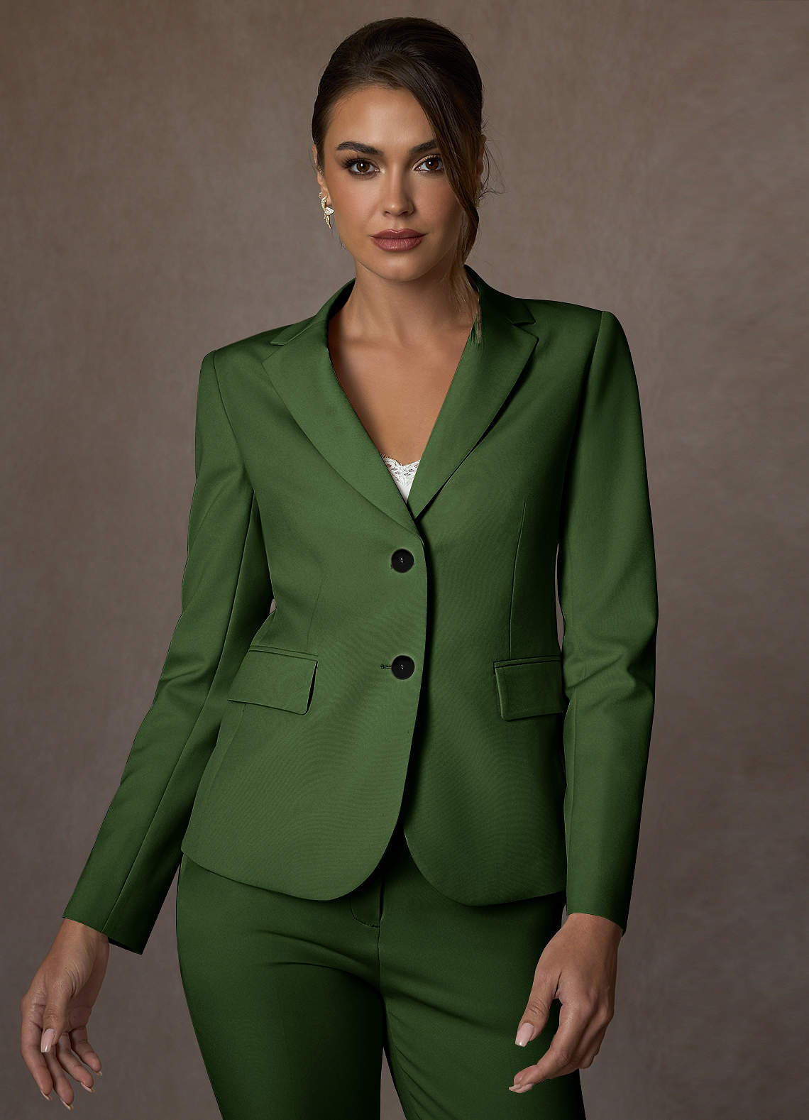 front Whitney Oliva Blazer estruturado com elastano