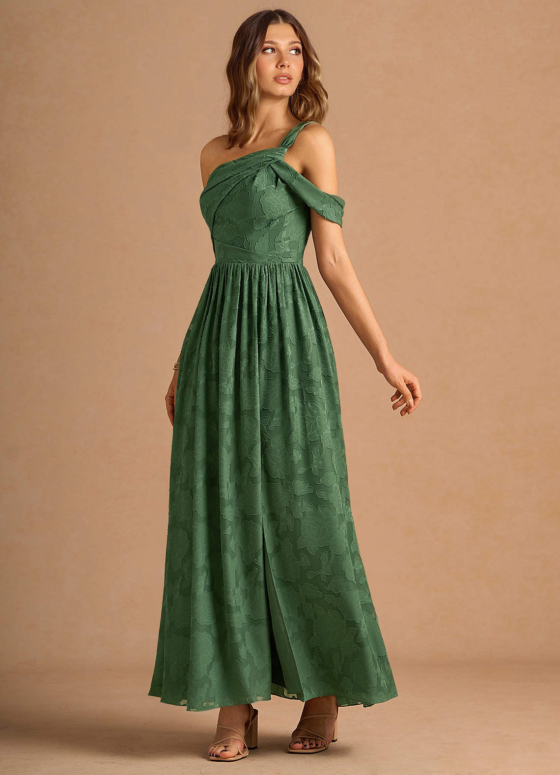 fitted lace wedding dress Wedtrend Women Eucalyptus Long Bridesmaid Dress with Slit A-Line Spaghetti Straps Corset Ruffled Wedding Guest Dress, Eucalyptus / US18W