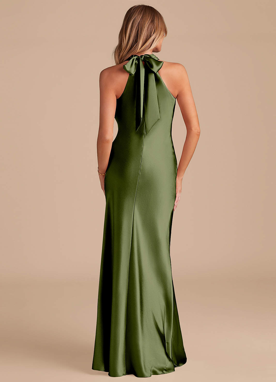 Azazie Doretta Klänningar att prova hemma Klä av Sjöjungfru i Metallisk satin Rosett Espresso image5