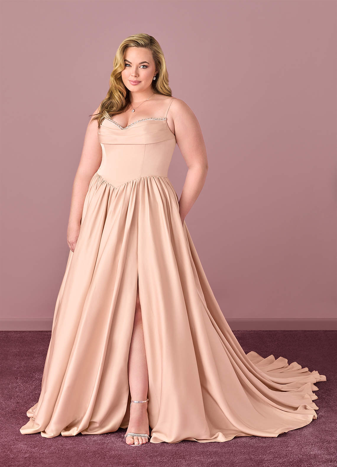 Barbie ♥ Azazie Trouwjurken Jurk van Stretch Satijn met Baljurk Sweetheart Halslijn Engelse Roos image5