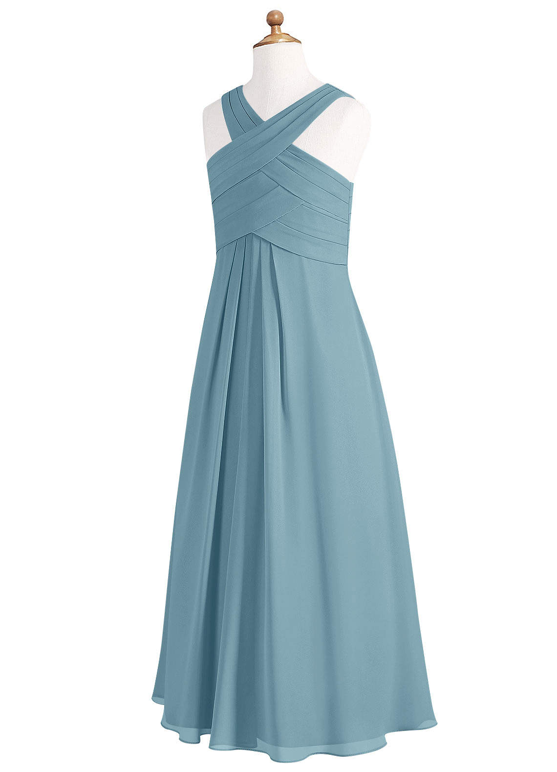 Azazie A Line Princess Halter Floor Length Chiffon Junior Bridesmaid Dresses Moody Blue