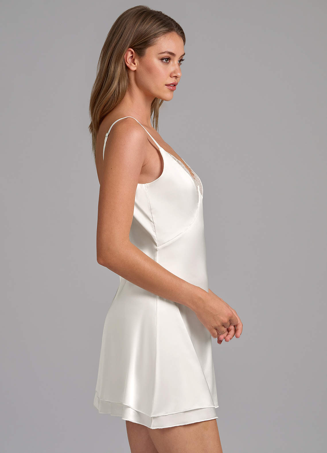 front Satin Lace Slip Dress