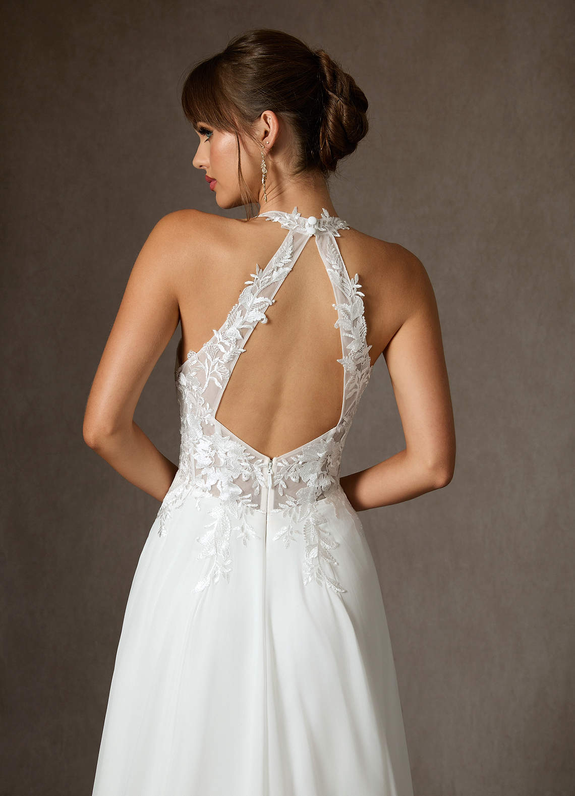 Azazie Sonia Robes de mariée Robe Trapèze en Dentelle Blanc De Diamant image1