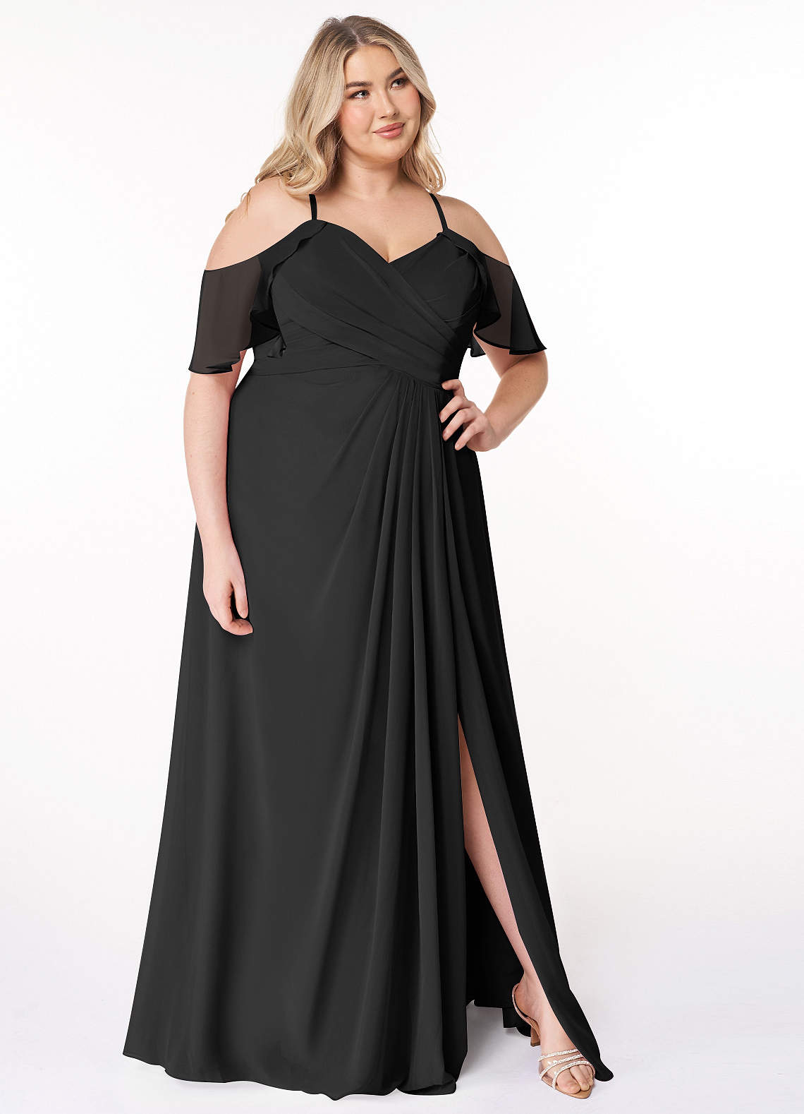 dark grey bridesmaid dresses plus size A-Line/Princess V-Neck Plus Size Bridesmaid Dresses with Ruffles Silver Gray
