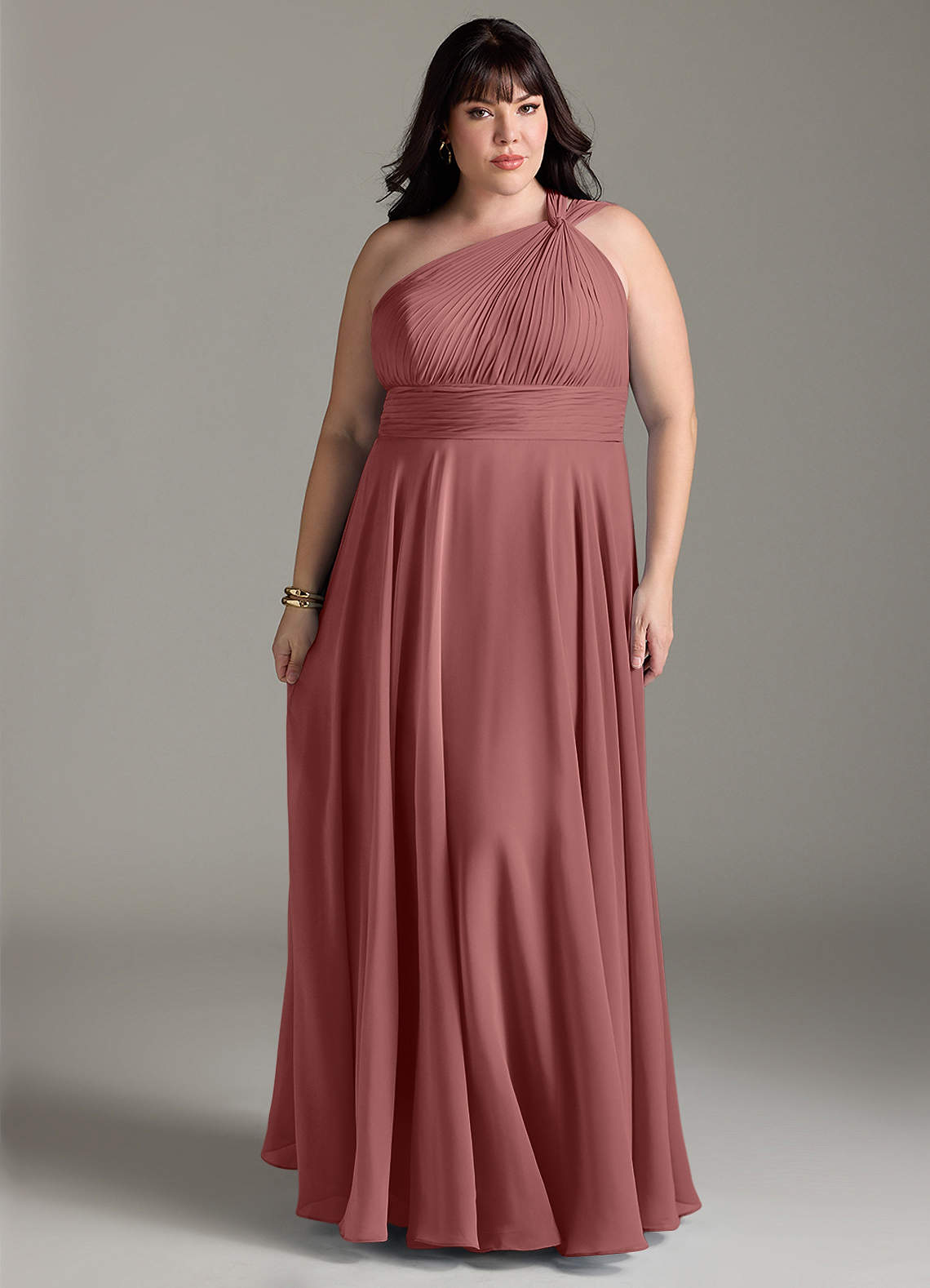 Azazie Charlize Bridesmaid Dresses Amethyst A-Line One Shoulder Chiffon Dress image6